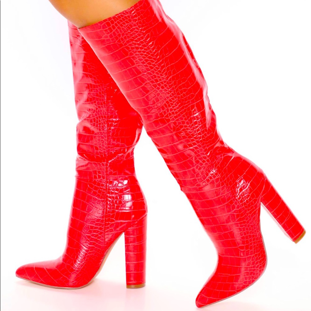 Red Snakeskin Boots